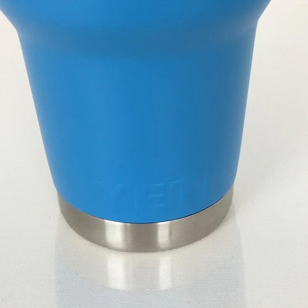 YETI Stainless Steel Tumbler Coffee Cup Blue With Clear Lid Travel